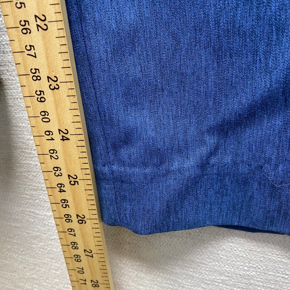 Alfred Dunner Petite 16P Blue Textured Pull On Flat Front Elastic Back Pants - Picture 9 of 12